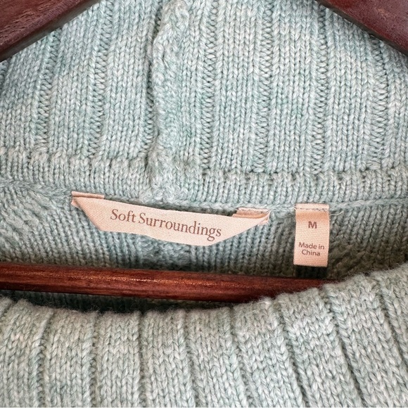 Soft Surroundings Knit Side Button Light Green Cowl Neck Women’s Sweater SZ M - Picture 4 of 6